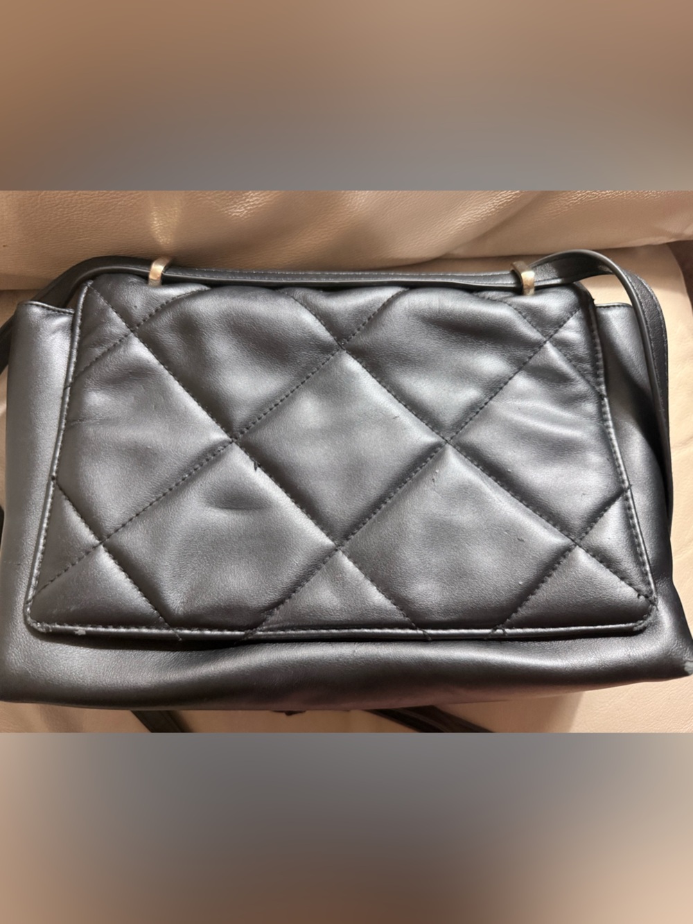 a new day Black Quilted Shoulder Bag with Gold Accents